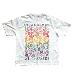 NATURAL LIFE White Tee with Colorful Floral Design